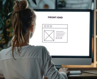 écran ordinateur avec icône front end