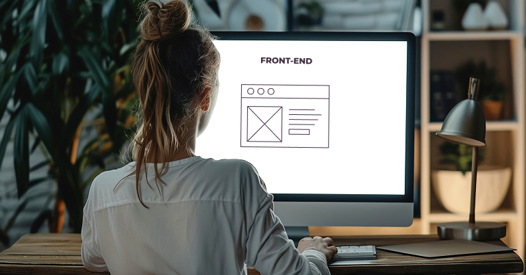 écran ordinateur avec icône front end